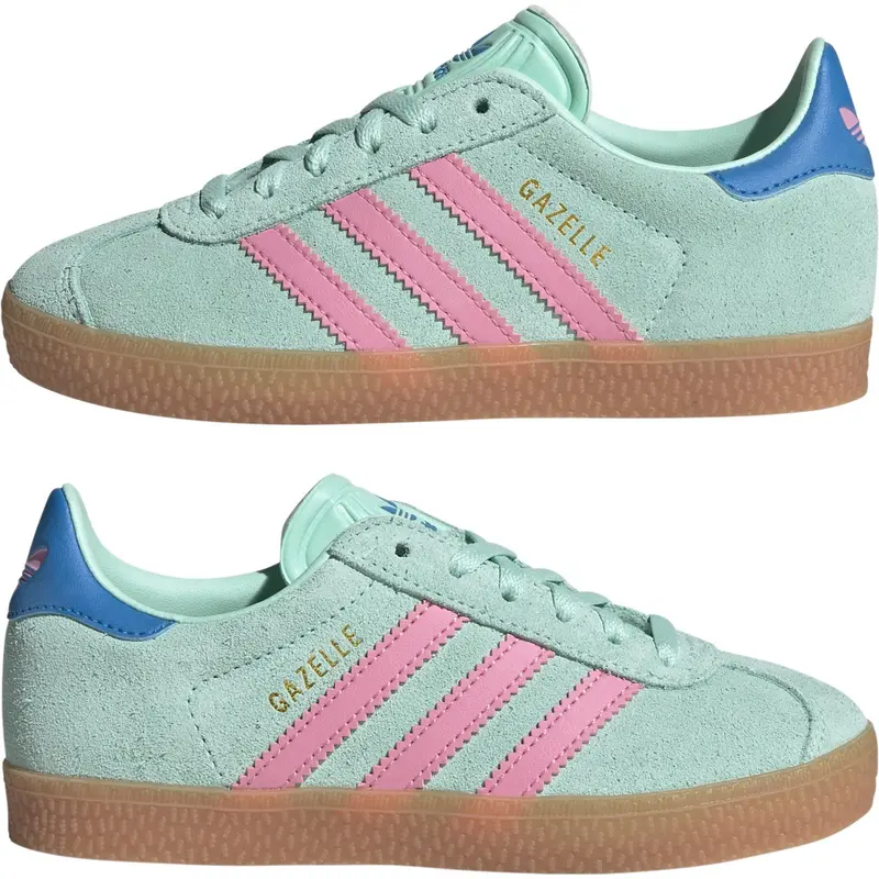 Adidas Originals Clear Mint/Bliss Pink/Bright Blue Gazelle C Sneakers 6