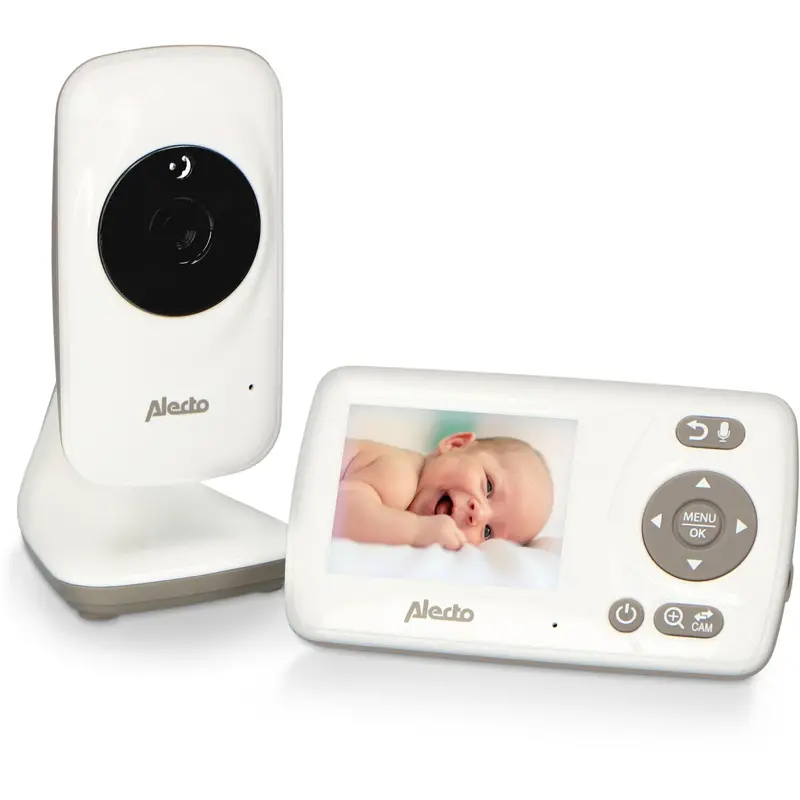 Alecto White/Taupe Video Babyalarm 2,4 Tommer Farve Display 1