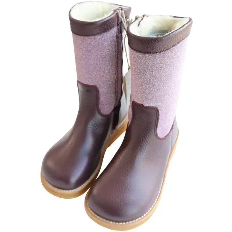 Angulus Aubergine/Aubergine Glitter Tex Støvle Med Glitter Og Lynlås 1