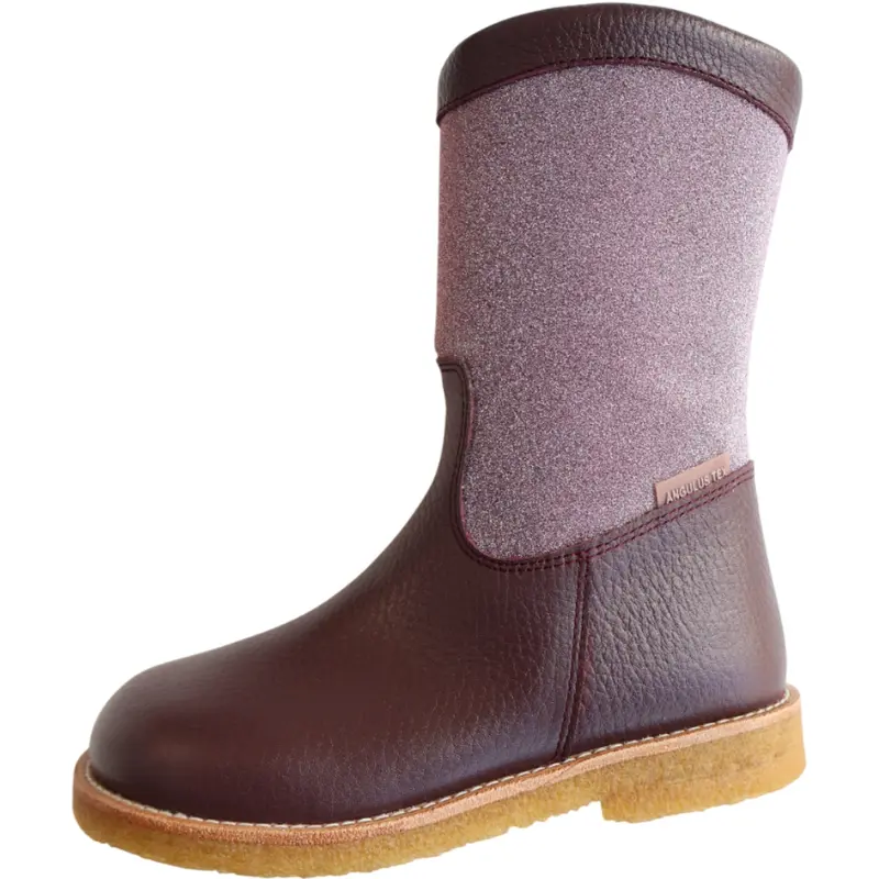 Angulus Aubergine/Aubergine Glitter Tex Støvle Med Glitter Og Lynlås 2