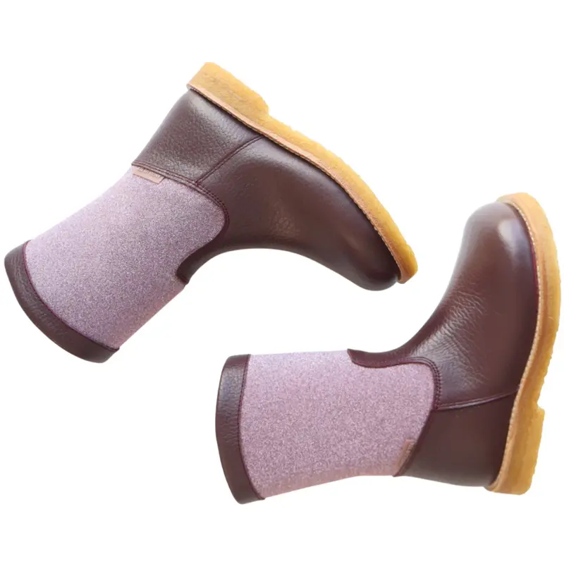 Angulus Aubergine/Aubergine Glitter Tex Støvle Med Glitter Og Lynlås 3