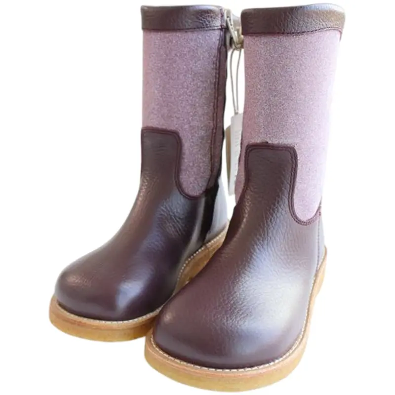 Angulus Aubergine/Aubergine Glitter Tex Støvle Med Glitter Og Lynlås 5