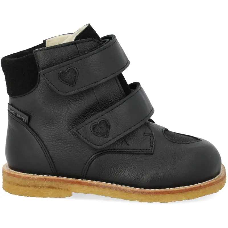 Angulus Black/Black Glitter Tex-Støvle Med Funklende Glitterhjerter 3