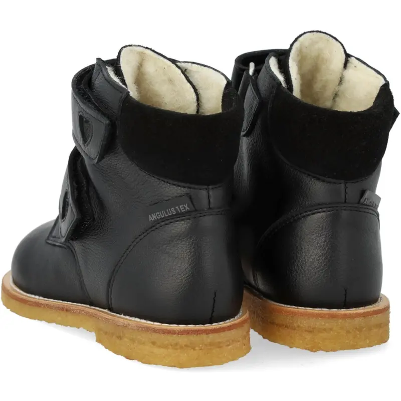 Angulus Black/Black Glitter Tex-Støvle Med Funklende Glitterhjerter 6