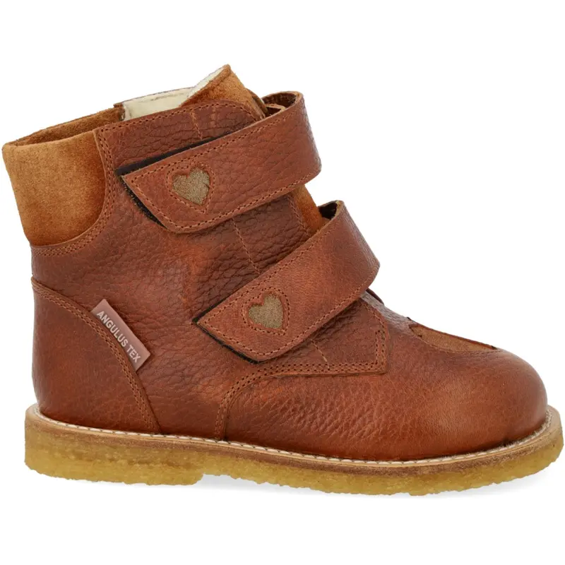 Angulus Cognac/Cognac Glitter/Mustard Tex-Støvle Med Funklende Glitterhjerter 3