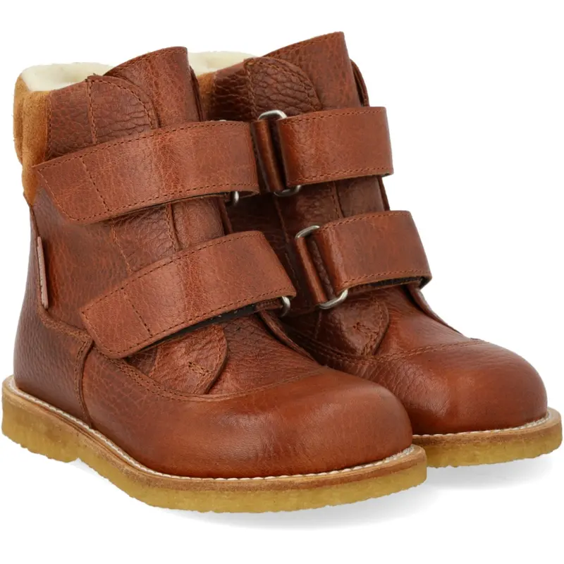 Angulus Cognac/Cognac Tex-Støvle Med Velcrolukning 1