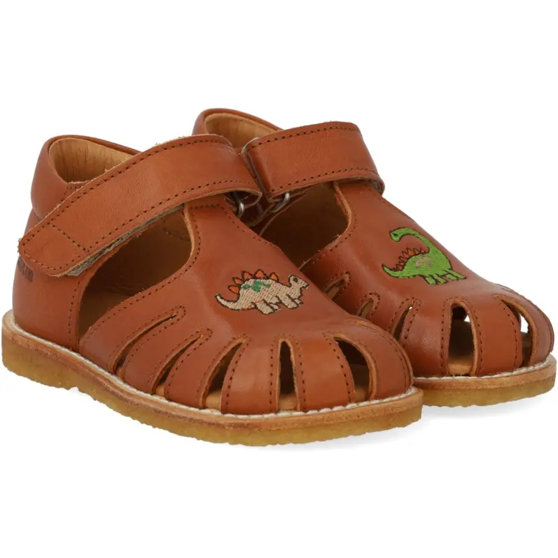 Angulus Cognac Sandal Med Dinobroderi Og Lukket Tå 1