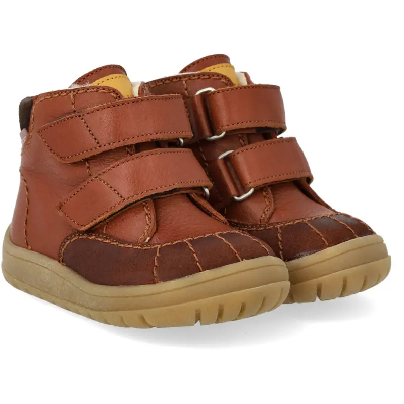 Angulus Cognac/Sun Yellow/Dark Brown Begynder Tex-Støvle Med Kontraststikninger 1