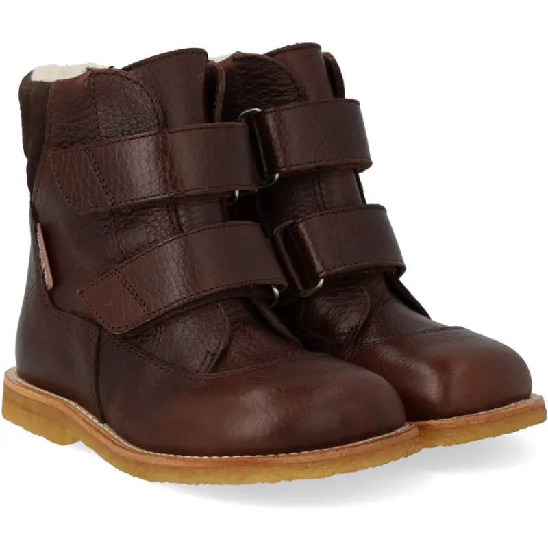 Angulus Dark Brown/Dark Brown Tex-Støvle Med Velcrolukning 1