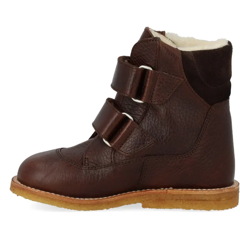 Angulus Dark Brown/Dark Brown Tex-Støvle Med Velcrolukning 2