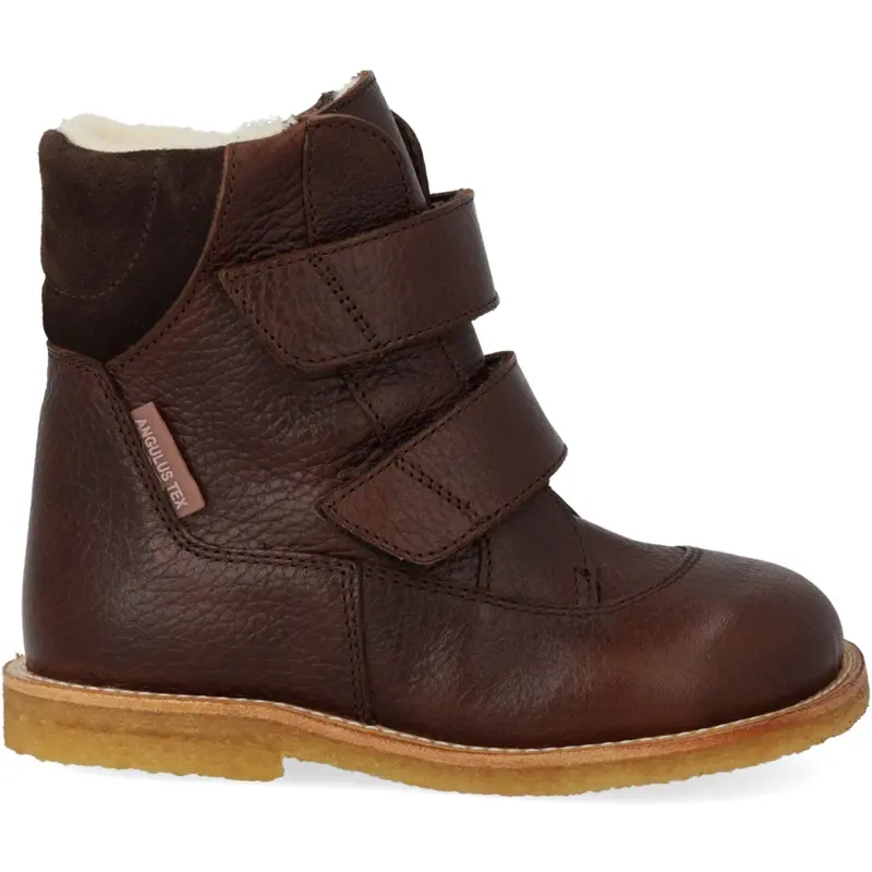 Angulus Dark Brown/Dark Brown Tex-Støvle Med Velcrolukning 5