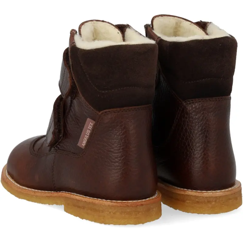 Angulus Dark Brown/Dark Brown Tex-Støvle Med Velcrolukning 6