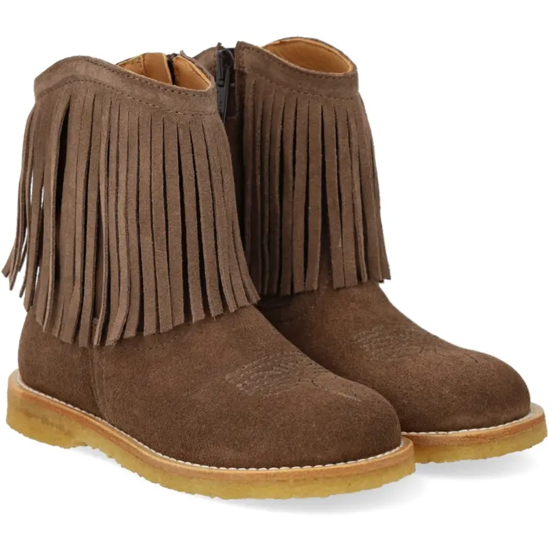 Angulus Dark Taupe Cowboystøvle Med Frynser Og Broderi 1