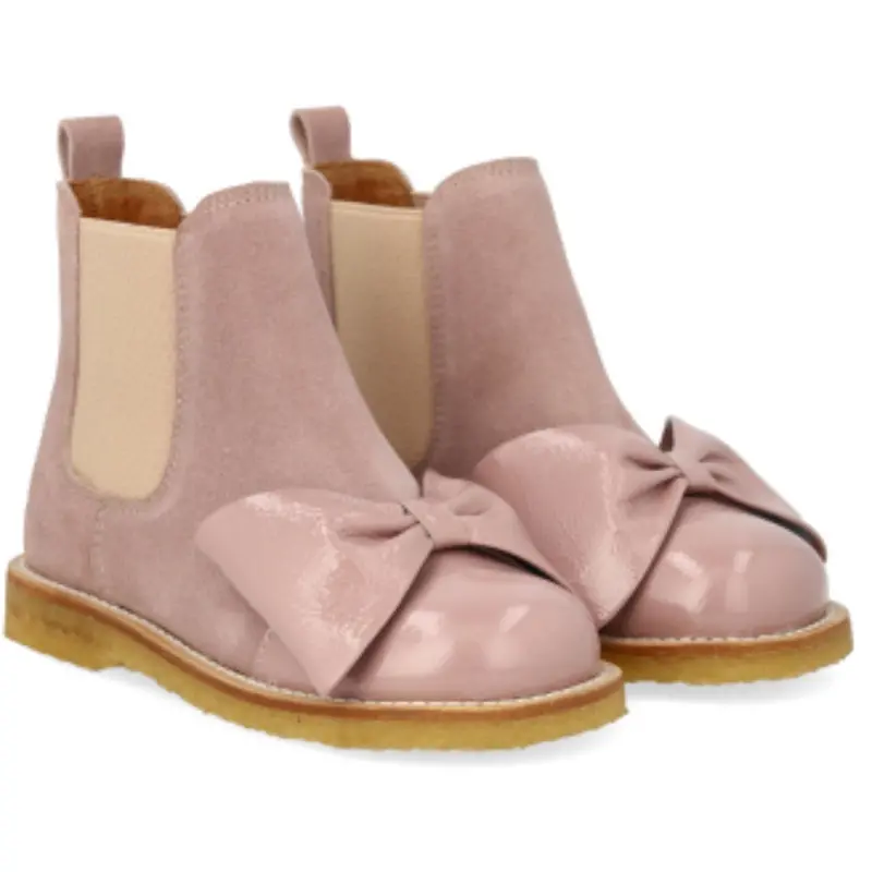 Angulus Faded Rose/Rose Elastic Chelsea Støvle Med Laksnude- Og Sløjfe 1