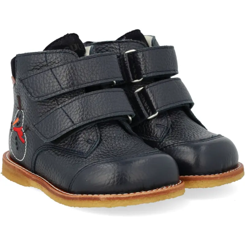 Angulus Navy/Navy Begynder Tex-Støvle Med Broderet Snemand 1