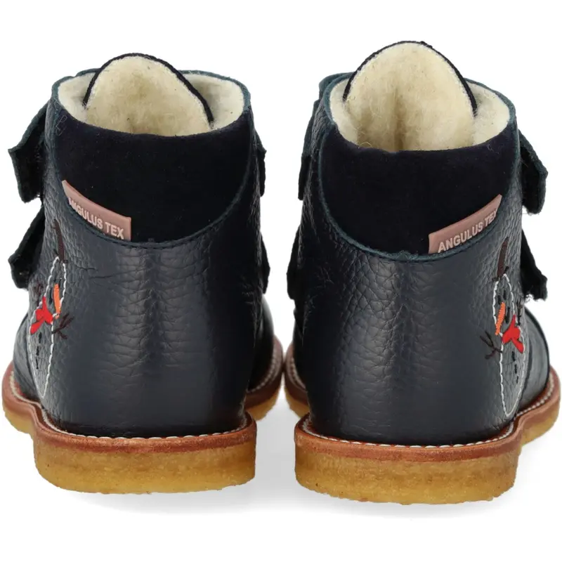 Angulus Navy/Navy Begynder Tex-Støvle Med Broderet Snemand 4