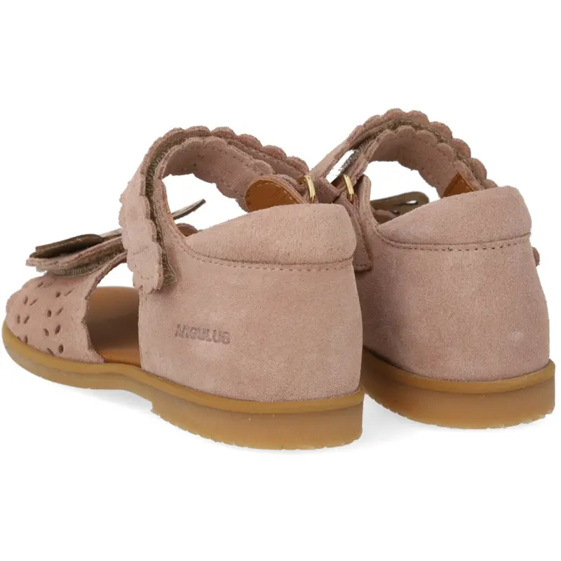 Angulus Rosebud/Rose Gold Sandal Med Åben Tå Og Dobbelt Velcro 2