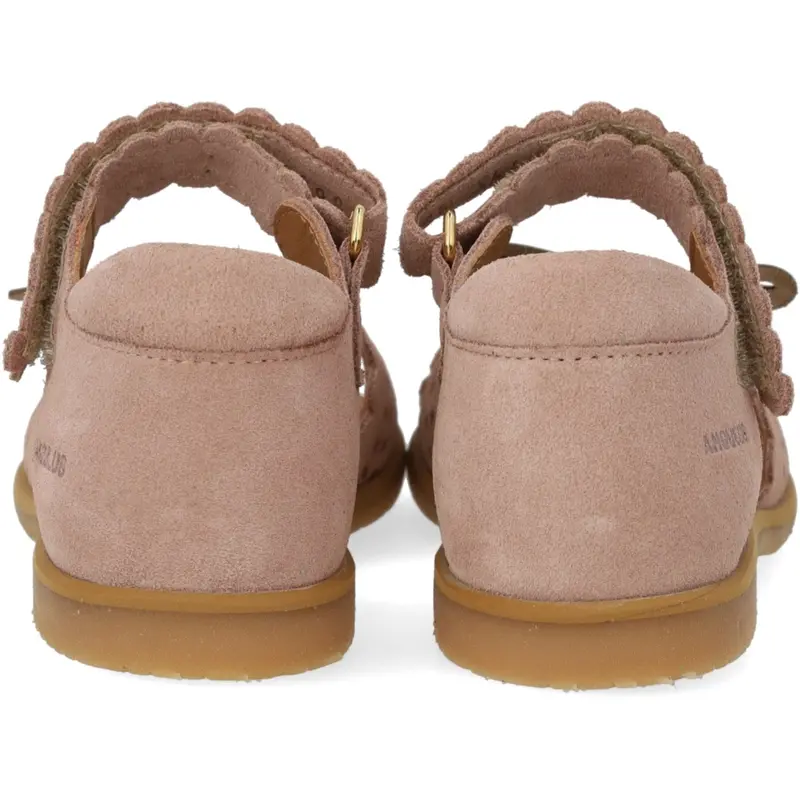 Angulus Rosebud/Rose Gold Sandal Med Åben Tå Og Dobbelt Velcro 3