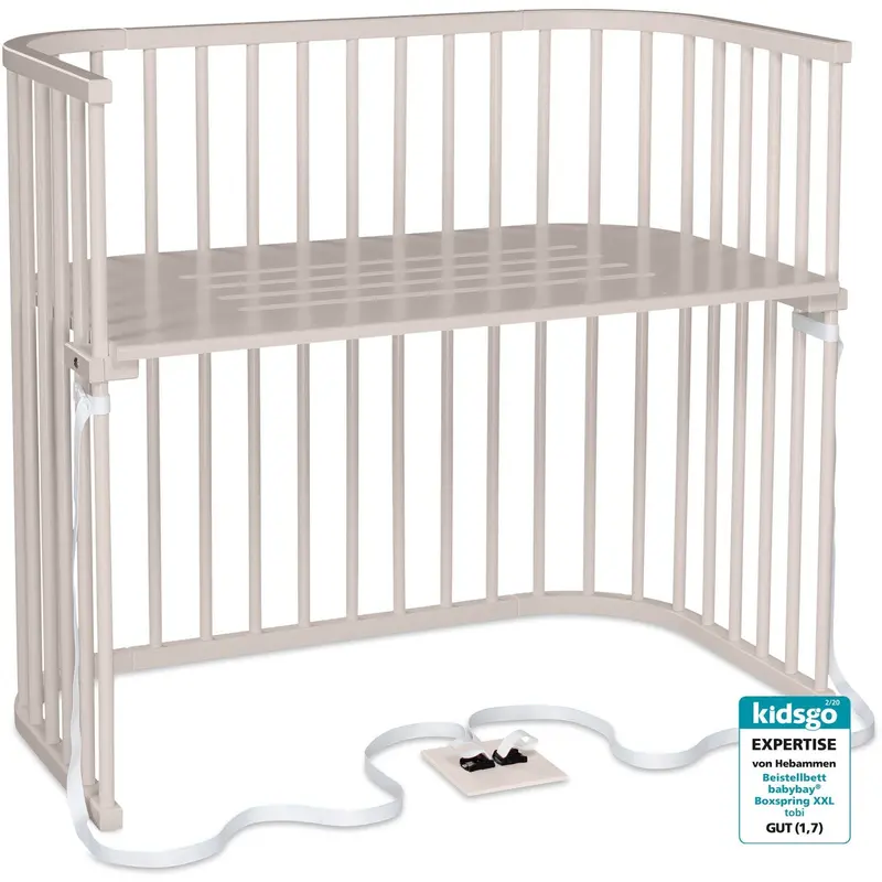 Babybay® Bedside Crib Beige Varnished Boxspring Xxl Co-Sleeper Babyseng 1