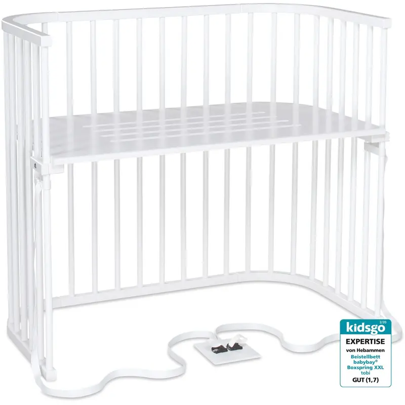 Babybay® Bedside Crib Hvid Varnished Boxspring Xxl Co-Sleeper Babyseng 1