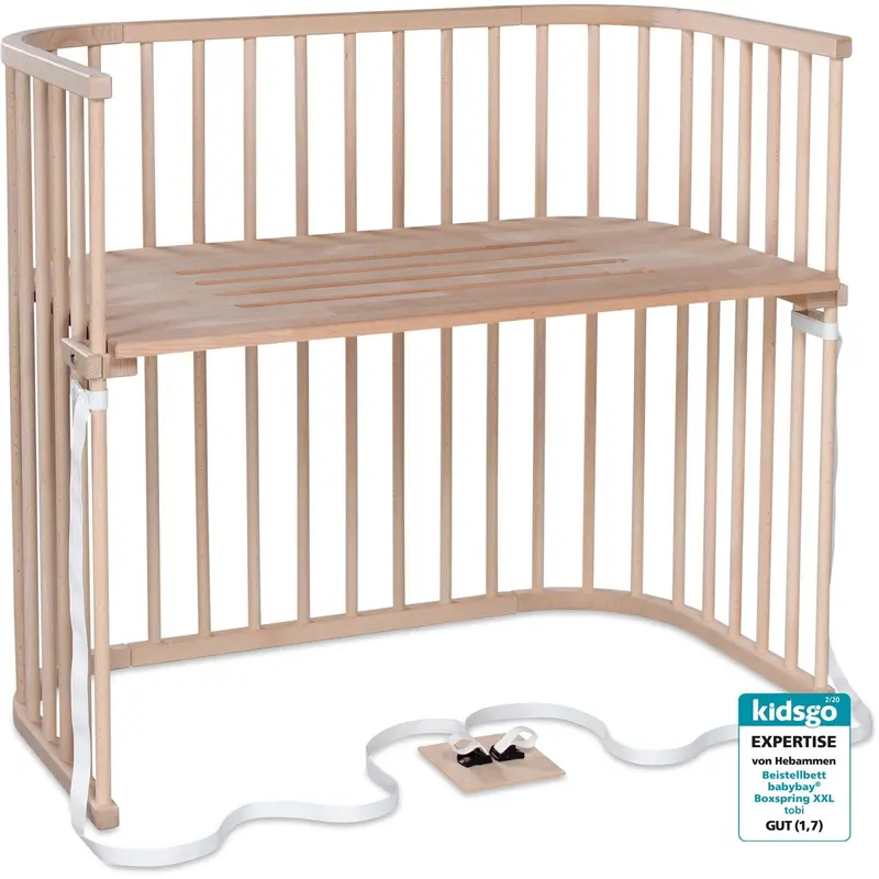 Babybay® Bedside Crib Natural Ubehandlet Boxspring Xxl Co-Sleeper Babyseng 1