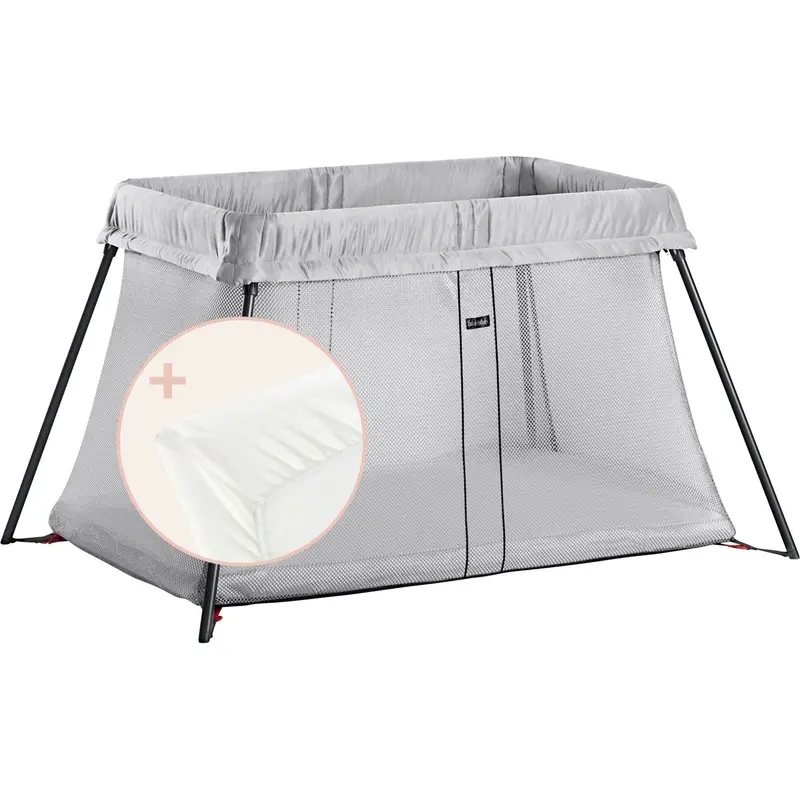 Babybjörn Silver/Cotton/White Rejseseng Light Med Overtrækslagen 1