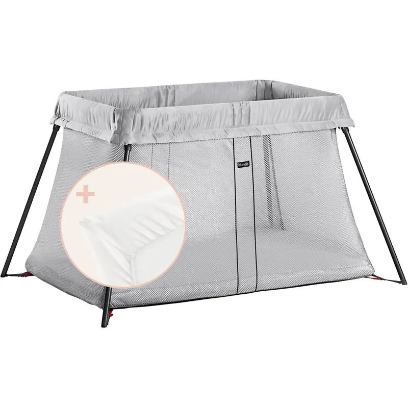 Babybjörn Silver/Cotton/White Rejseseng Light Med Overtrækslagen 2