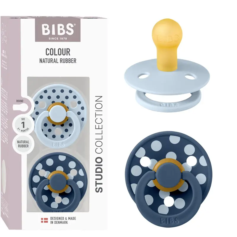 Bibs Baby Blue/Steel Blue Sut Studio Colour 2-Pak Polka Latex 1