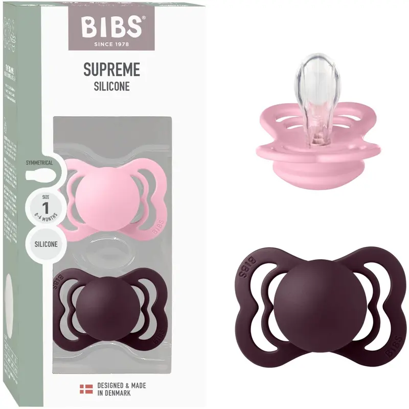 Bibs Baby Pink/Plum Sut Supreme 2-Pak Silikone 1