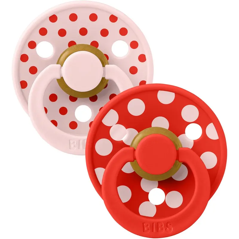 Bibs Blossom/Candy Apple Sut Studio Colour 2-Pak Polka Anatomical Latex 2
