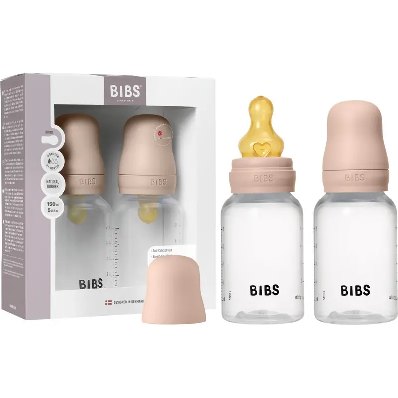 Bibs Blush Baby Flaske Round Latex 2-Pak 150 Ml Slow Flow 1