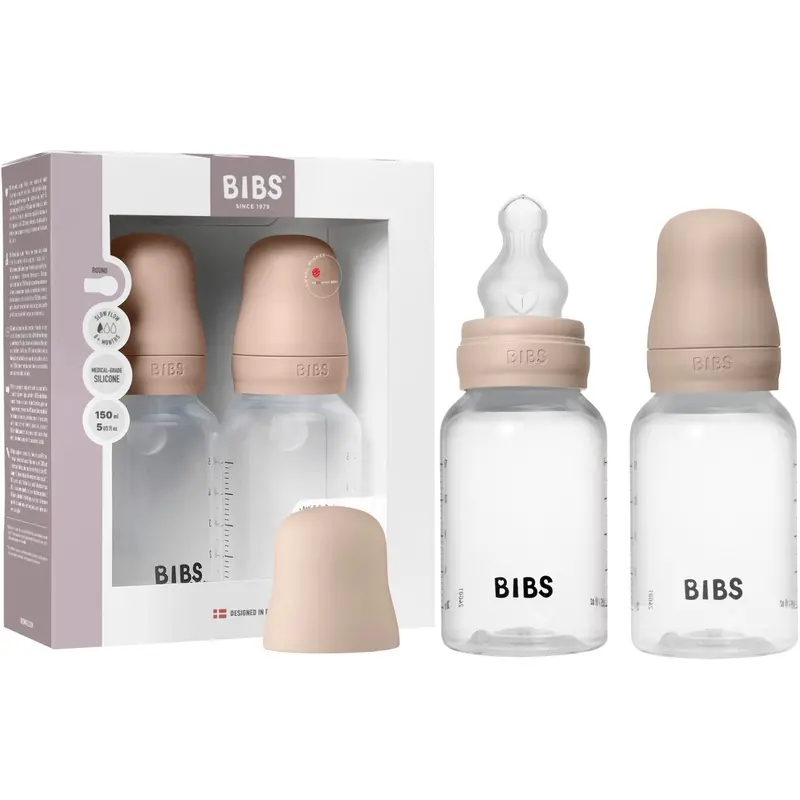 Bibs Blush Baby Flaske Round Silikone 2-Pak 150 Ml Slow Flow 1