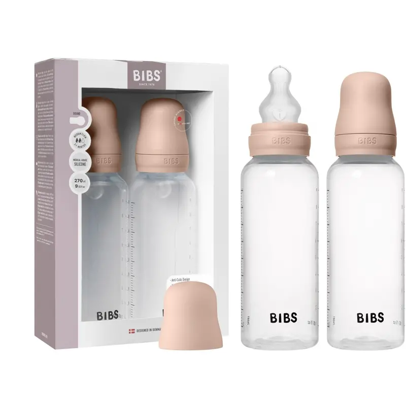 Bibs Blush Baby Flaske Round Silikone 2-Pak 270 Ml Medium Flow 1