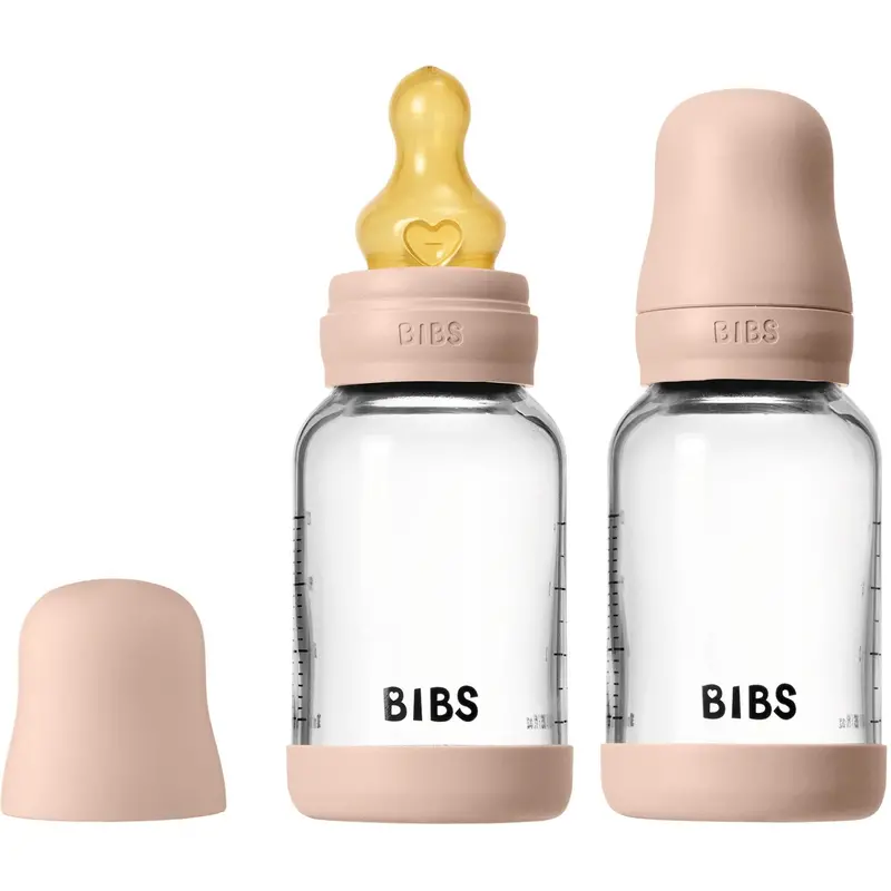 Bibs Blush Glass Baby Flaske Round Latex 2-Pak 120 Ml Slow Flow 2