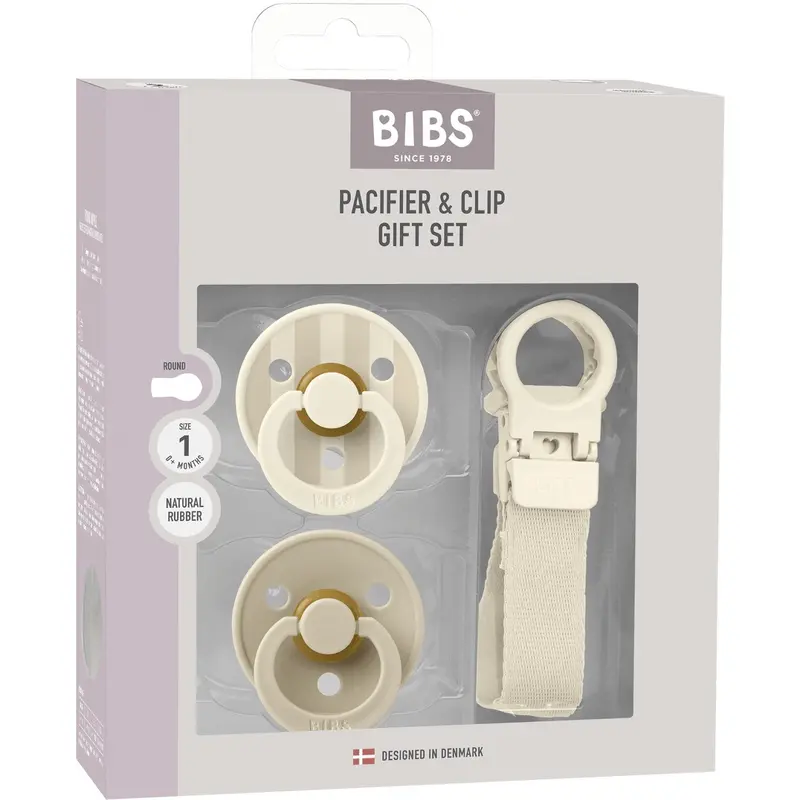 Bibs Ivory Colour Sut & Loop Clip Gavesæt Latex 1