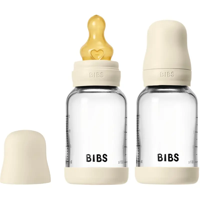 Bibs Ivory Glass Baby Flaske Round Latex 2-Pak 120 Ml Slow Flow 2