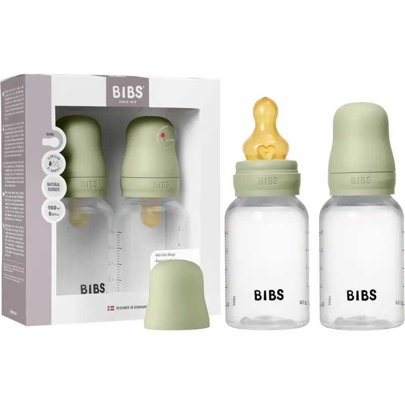 Bibs Sage Baby Flaske Round Latex 2-Pak 150 Ml Slow Flow 1