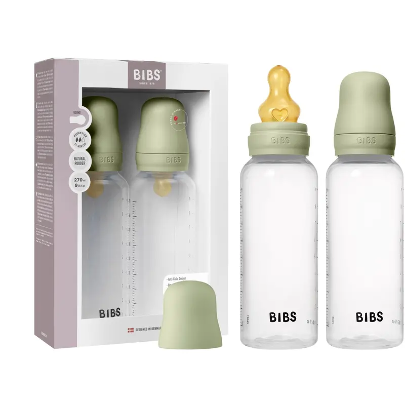 Bibs Sage Baby Flaske Round Latex 2-Pak 270 Ml Medium Flow 1
