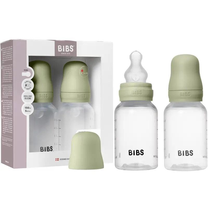 Bibs Sage Baby Flaske Round Silikone 2-Pak 150 Ml Slow Flow 1