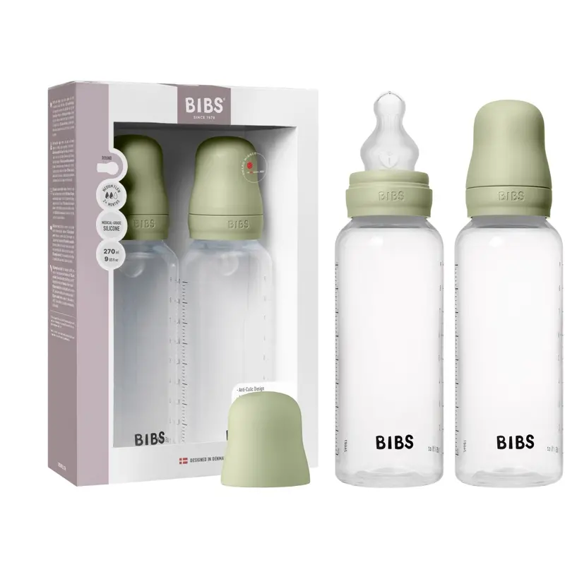 Bibs Sage Baby Flaske Round Silikone 2-Pak 270 Ml Medium Flow 1
