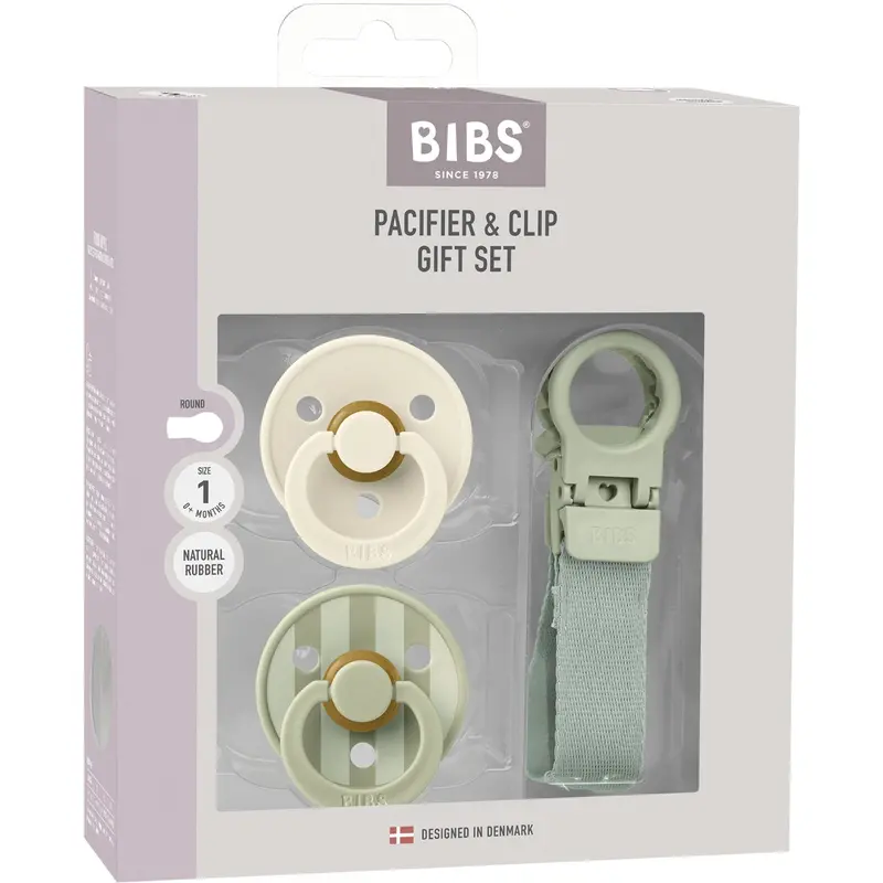 Bibs Sage Colour Sut & Loop Clip Gift Sæt Latex 1