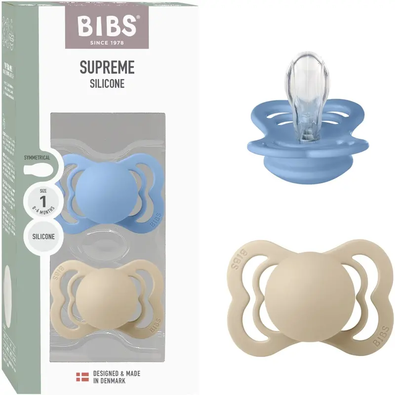 Bibs Vanilla/Sky Blue Sut Supreme 2-Pak Silikone 1