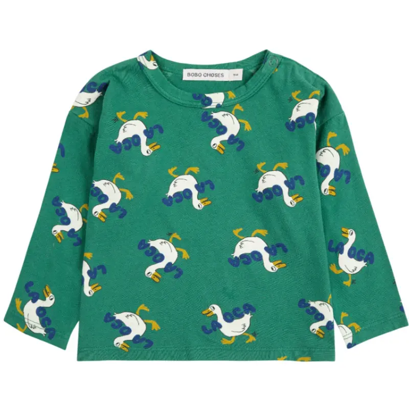 Bobo Choses Green La Oca All Over Ls T-Shirt 1