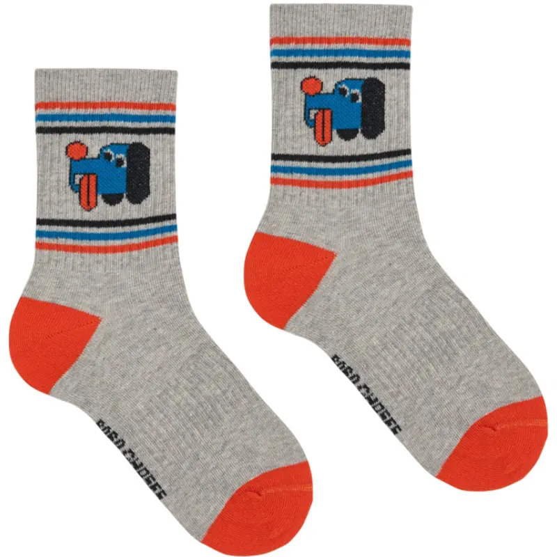 Bobo Choses Heather Grey Doggy Mate Kort Strømper 1