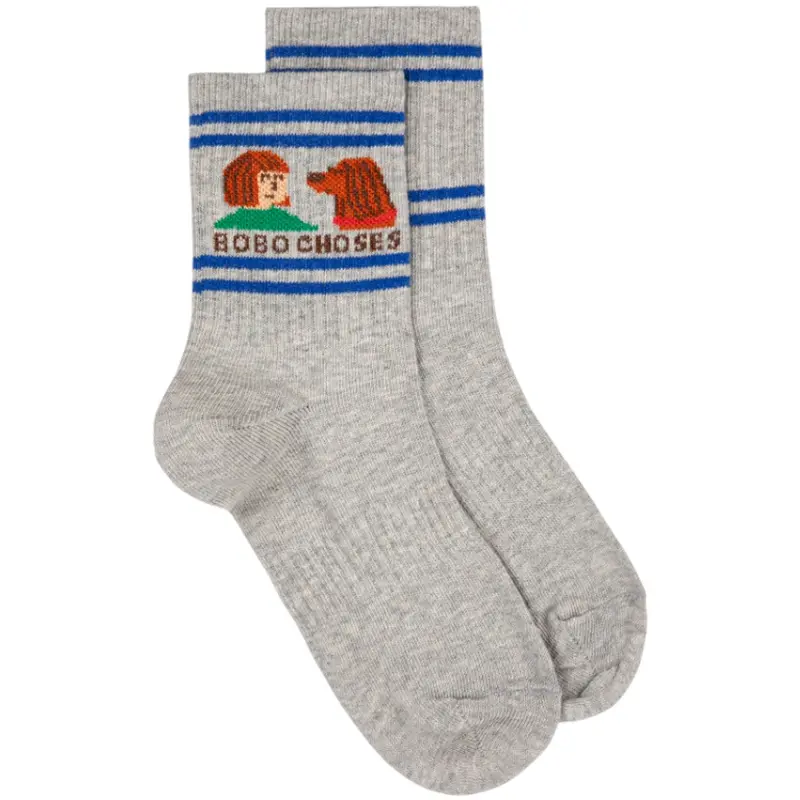 Bobo Choses Heather Grey Friends In A Pickle Kort Strømper 1