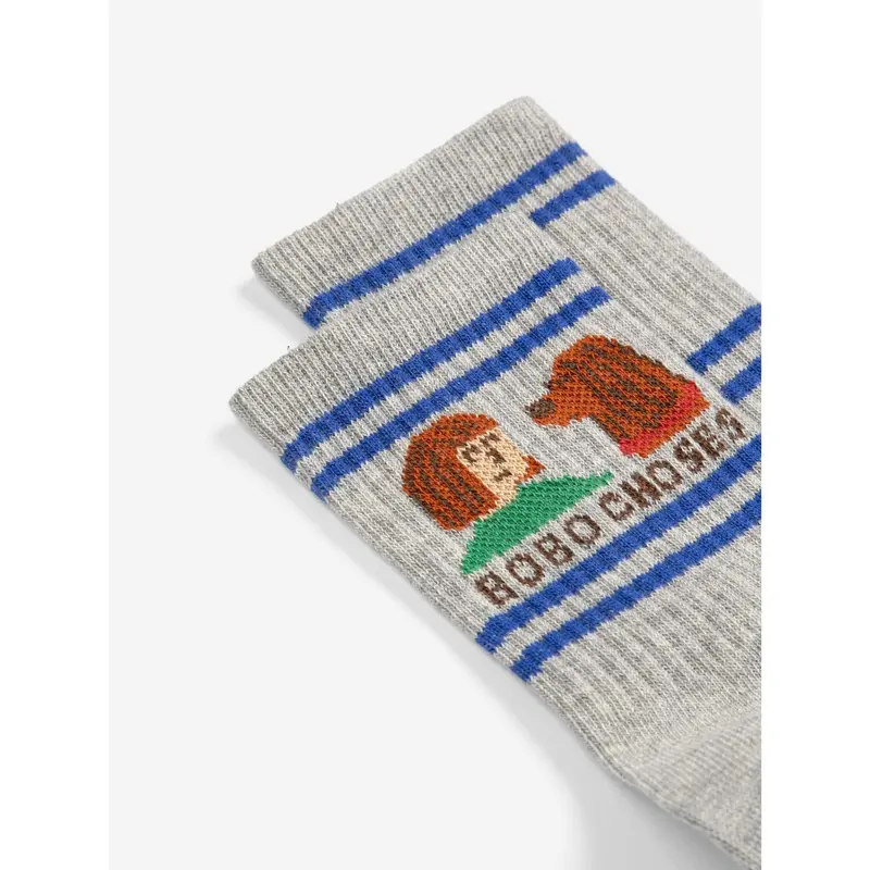 Bobo Choses Heather Grey Friends In A Pickle Kort Strømper 3