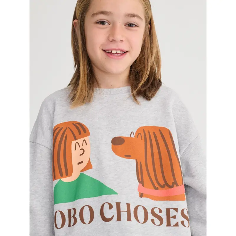Bobo Choses Heather Grey Friends In A Pickle Sweatshirt 2