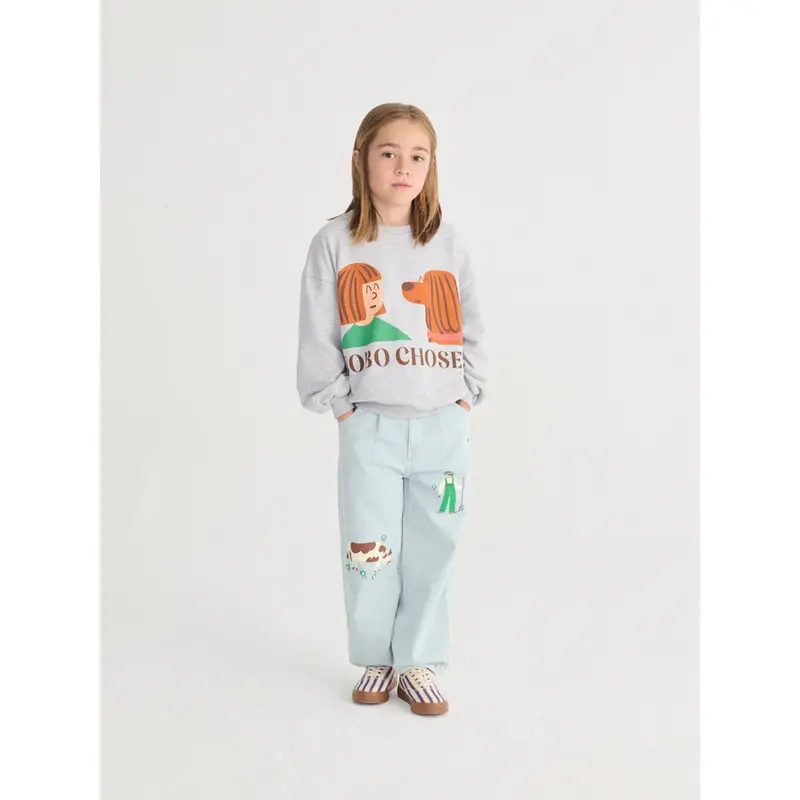 Bobo Choses Heather Grey Friends In A Pickle Sweatshirt 4
