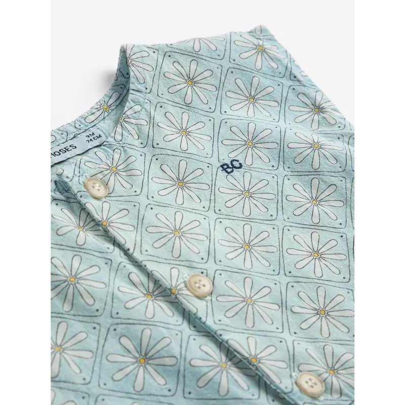 Bobo Choses Light Blue Daisy Mosaic All Over Woven Overall 3