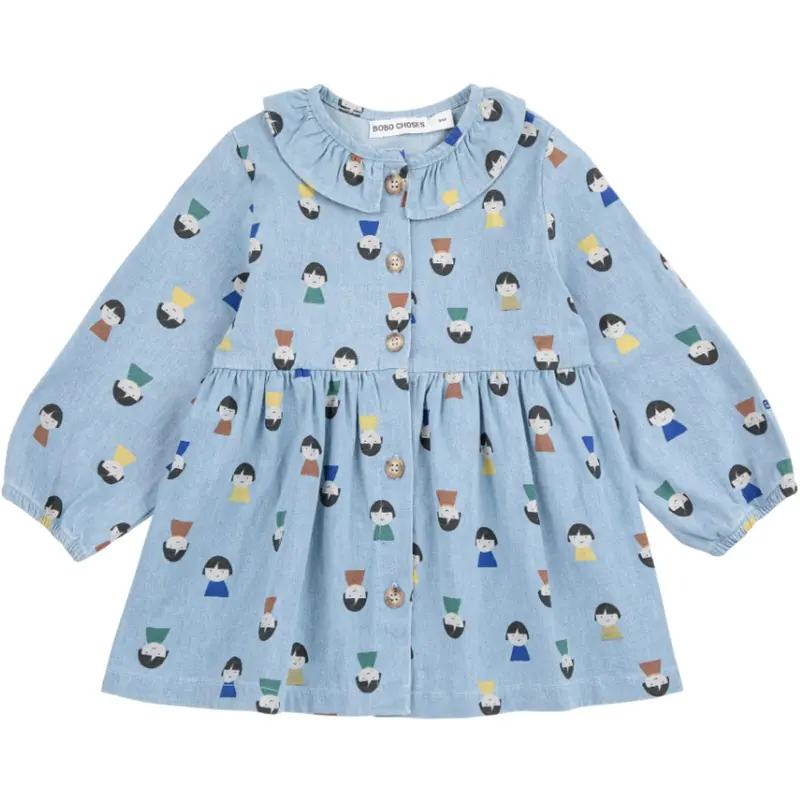 Bobo Choses Light Blue Game Pawns All Over Light Denim Kjole 1